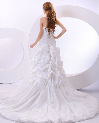 Сексуальная глубокая V-кольцо свадебные платья с длинным хвостом свадебные платья