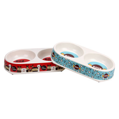 Двойная меламинная антибактериальная пищевая чаша для собак и кошек